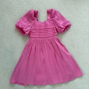 Girls Size 10 GB Girls Pink Puff-Sleeve Empire Waist Dress, Like New